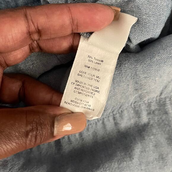 Show Me your Mumu Beachside Overalls Women Medium Blue Cuffed Casual Cottagecore - Picture 6 of 7